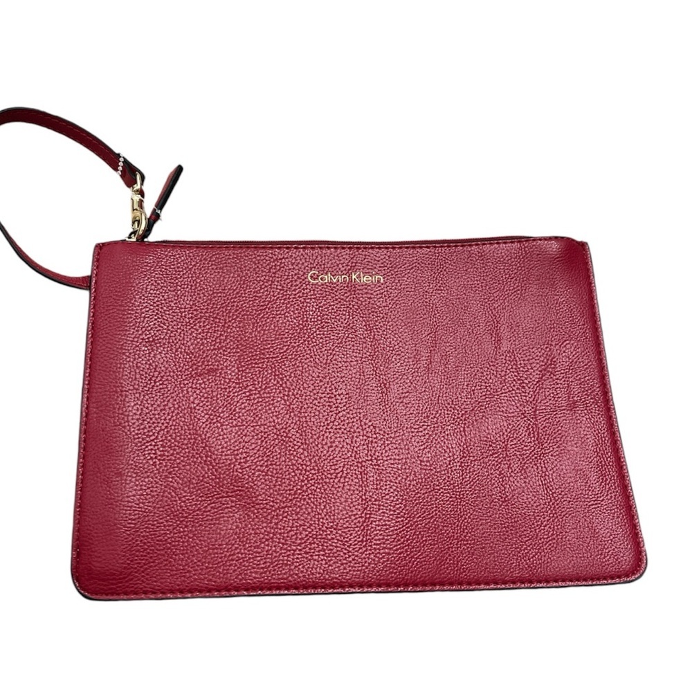 Calvin Klein red faux leather pouch